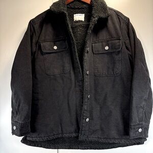 Old Navy Sherpa Lined Black Wash Denim Jean Jacket Coat Shacket Women Size M